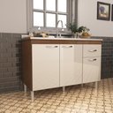 Ver imagem 1 de Balcão de Cozinha para Pia de 120cm sem Tampo Suiça Fidelitá 3 Portas 1 Gaveta