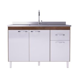 Balcão de Cozinha para Pia de 120cm sem Tampo Suiça Fidelitá 3 Portas 1 Gaveta - 3