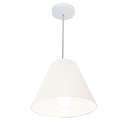 Lustre Pendente Cone Vivare Md-4028 Cúpula em Tecido 25/30x12cm - Bivolt - Branco - Bivolt