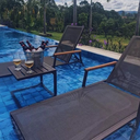 Ver imagem 2 de Mesa Mesinha de Apoio para Espreguiçadeira Piscina Jardim Cor Marrom Fosco