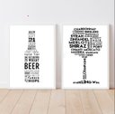 Ver imagem 1 de Kit 2 Quadros Cerveja E Vinho Minimalistas 24x18cm:Madeira preta