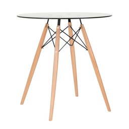 KIT - Mesa Eames com tampo de vidro 70 cm + 4 cadeiras Eiffel DAW Branco - 2