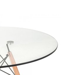 KIT - Mesa Eames com tampo de vidro 70 cm + 4 cadeiras Eiffel DAW Branco - 5