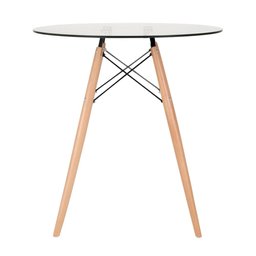 KIT - Mesa Eames com tampo de vidro 70 cm + 4 cadeiras Eiffel DAW Branco - 3