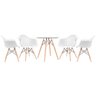 KIT - Mesa Eames com tampo de vidro 70 cm + 4 cadeiras Eiffel DAW Branco - 1
