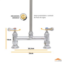 Torneira Profissional Esguicho Pré Lavagem Misturador Mesa - 5