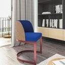 Ver imagem 2 de Poltrona Luxo Dubai Base Bronze Couro Bege - Assento Linho Cor:azul Marinho