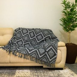 Xale Manta Para Sofá E Poltrona Luxo 2 Lugares Estampada Agra Cinza - 2