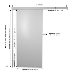 Porta de Correr Branca Prime 80x210 C/kit Completa - 2