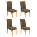 Ver imagem 1 de Conjunto Kit com 4 Cadeiras Estofadas para Sala de Jantar Yasmin MDF Cedro Linho Canela DJ Móveis