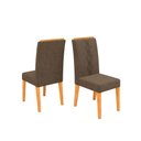 Ver imagem 3 de Conjunto Kit com 4 Cadeiras Estofadas para Sala de Jantar Yasmin MDF Cedro Linho Canela DJ Móveis