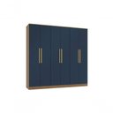 Ver imagem 1 de Guarda-roupa 6 Portas 4 Gavetas Kappesberg Adapt Nogueira/azul Profundo 237cm