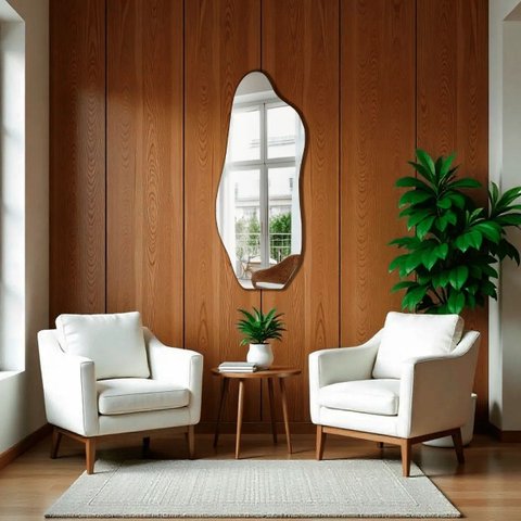 Espelho Orgânico Flame Lapidado Decorativo 90x40cm