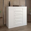 Ver imagem 3 de Cômoda Divino 2 Portas 5 Gavetas 100% Mdf Branco - Panorama Móveis