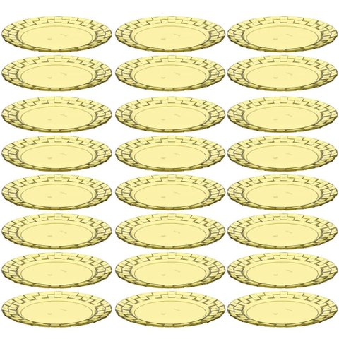 Conjunto 24 Pratos Plásticos Médios Amarelos para Servir Mesa Porções Aperitivos Sobremesa