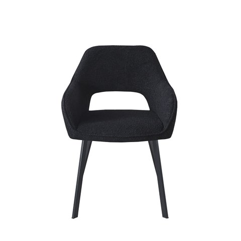Cadeira Oslo Preta Estofada com Braço Moderna Aço Waw Design