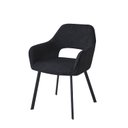 Ver imagem 2 de Cadeira Oslo Preta Estofada com Braço Moderna Aço Waw Design