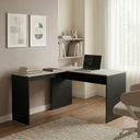Ver imagem 1 de Escrivaninha em L Mesa de Escritório 150x120cm Studio Legno Crema/Preto Bege