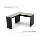 Ver imagem 4 de Escrivaninha em L Mesa de Escritório 150x120cm Studio Legno Crema/Preto Bege