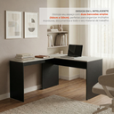 Ver imagem 5 de Escrivaninha em L Mesa de Escritório 150x120cm Studio Legno Crema/Preto Bege