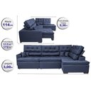 Ver imagem 2 de Sofá de Canto Retrátil e Reclinável Direito 3,00x2,36m Molas Cama inBox Espanha Velusoft Azul