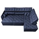 Ver imagem 5 de Sofá de Canto Retrátil e Reclinável Direito 3,00x2,36m Molas Cama inBox Espanha Velusoft Azul