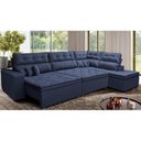 Ver imagem 1 de Sofá de Canto Retrátil e Reclinável Direito 3,00x2,36m Molas Cama inBox Espanha Velusoft Azul