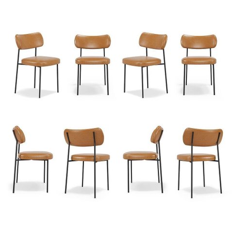Cadeiras de Jantar Base Ferro Nile Kit 8 Sintético Pu Caramelo A08 - D'Rossi