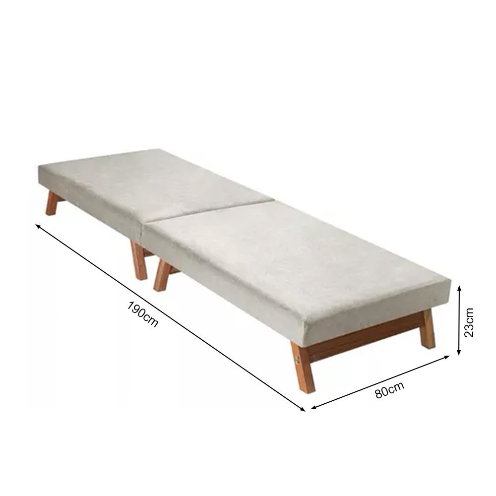 Cama Dobrável Pés de Madeira Maciça 1,90 X 0,80 Bege - 5