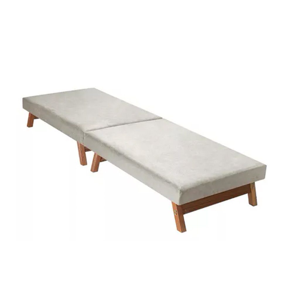 Cama Dobrável Pés de Madeira Maciça 1,90 X 0,80 Bege - 2