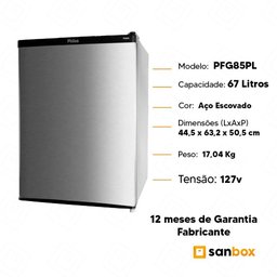 Frigobar Philco Pfg85pl 67 Litros Aço Escovado Porta Reversível-127v - 6