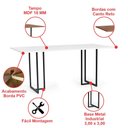 Ver imagem 2 de Mesa de Jantar Retangular Industrial 6 Lugares 160x90 Cm Athos Branco