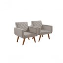 Ver imagem 1 de Kit 2 Poltronas 1 Lugar Braço Anabelle Unidecor Bege
