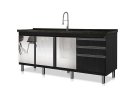 Ver imagem 1 de Gabinete Cozinha Mdf 1,74m Elegance com 8 Pés Pré-montado:nero /espelhado