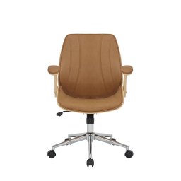 Adeira de Escritório Diretor Cor Caramelo Ergonômica Executiva Acabamento em Couro Sintético - 3