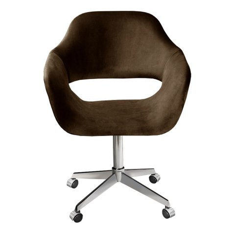 Cadeira Para Escritório E Home Office Zara Base Giratória - Veludo Marrom