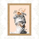 Ver imagem 1 de Quadro Moldura Dourada Mulher Flores Rosê 33x24cm:com Acetato