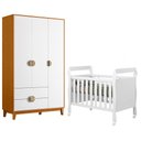 Ver imagem 1 de Berço Americano Mini Cama Soninho Branco com Guarda Roupa Ipê Branco Cinamomo - Móveis Albatroz