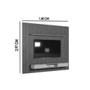 Ver imagem 2 de Estante P/ Sala até 100 Pol Modular 3.0 Ripado C/ 2 Portas 1 Prat. 297x250cm Nature/off White -
