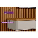 Ver imagem 5 de Estante P/ Sala até 100 Pol Modular 3.0 Ripado C/ 2 Portas 1 Prat. 297x250cm Nature/off White -