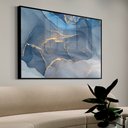Ver imagem 1 de Quadro Decorativo Abstrato Mármore Azul Gold em Moldura Caixa Tacolado Moldura Trad 1cm Madeira Escu