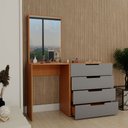 Ver imagem 4 de Cômoda Milão 4 Gavetas com Espelho Cinza/Freijó - Panorama Móveis