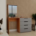 Ver imagem 3 de Cômoda Milão 4 Gavetas com Espelho Cinza/Freijó - Panorama Móveis