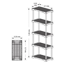 Estante Plástica Multiuso Modular Grifit 25 com 5 Prateleiras Preto - 4