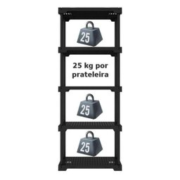 Estante Plástica Multiuso Modular Grifit 25 com 5 Prateleiras Preto - 3