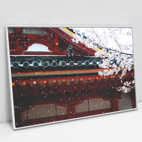 Quadro Decorativo em Canvas Templo Japão - Moldura Branca - 90 x 60cm