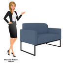 Ver imagem 5 de Kit Namoradeira e 2 Poltronas Decorativas Base Industrial Preta Maressa S04 Suede Azul Marinho -