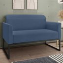 Ver imagem 2 de Kit Namoradeira e 2 Poltronas Decorativas Base Industrial Preta Maressa S04 Suede Azul Marinho -