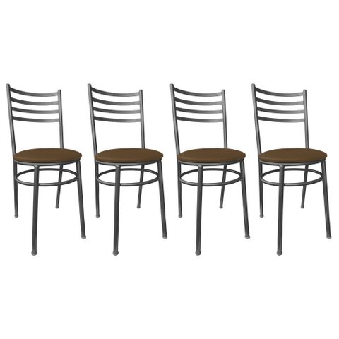 Kit Conjunto 4 Cadeiras para Cozinha Mesa Jantar Bar Lanchonete Restaurante Preta Estofado Marrom
