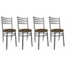 Kit Conjunto 4 Cadeiras para Cozinha Mesa Jantar Bar Lanchonete Restaurante Preta Estofado Marrom - 1